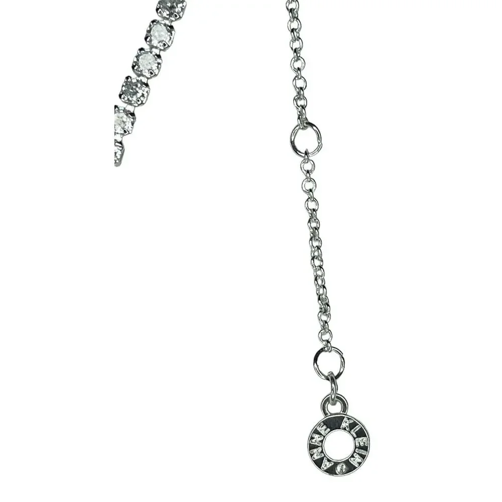Anne Klein Silver Tone CZ Tennis Necklace Stunning Women's Statement Chic NEW